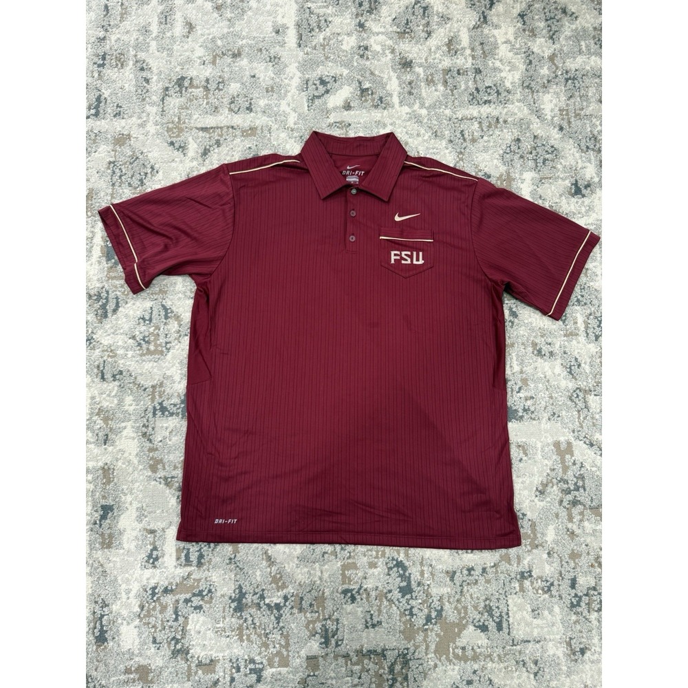 Nike Dri-Fit Florida State University Striped NCAA Football Polo Shirt Men's XL